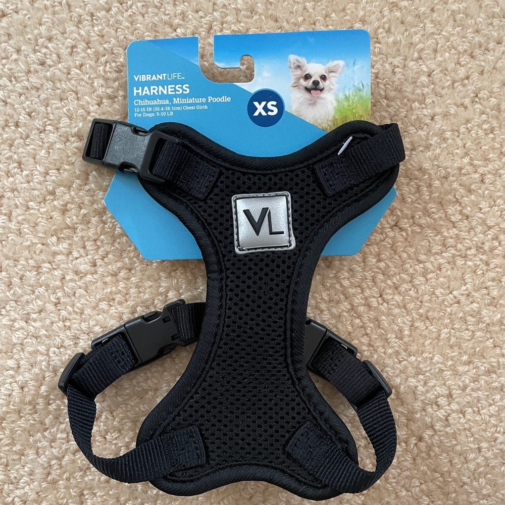 Vibrant Life Black Dog Harness XS